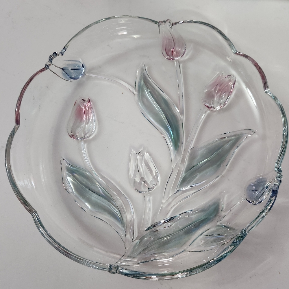 Mikasa Tivoli Crystal Tulip Serving Platter. 12” Walther-Glas Germany Vintage